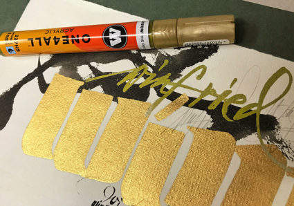 Script artworks and calligraphy examples in Gold by Sigrid Artmann